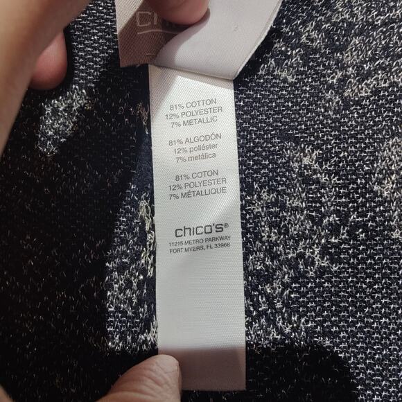 Chicos Women's One Size Black Gold Metallic Open Shawl Wrap Event Formal Party - Picture 4 of 6